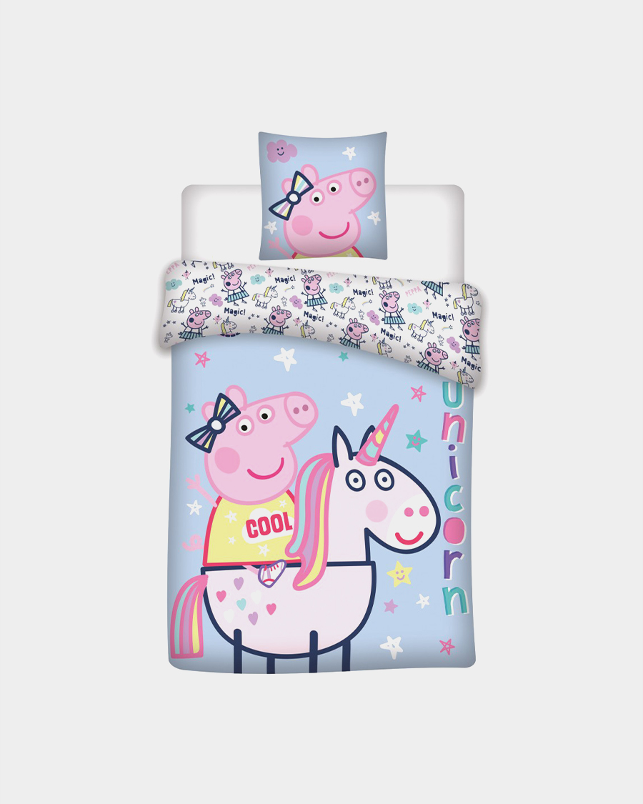 Porsas Peppa ehk Peppa Pig laste voodipesukomplekt „Porsas Peppa ukssarvikuga 01