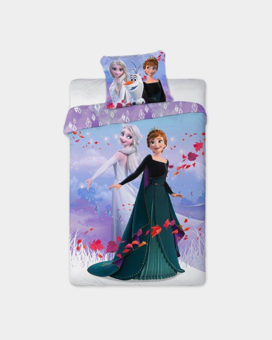 Frozeni laste voodipesukomplekt „Naeratavad printsessid Elsa ja Anna 01